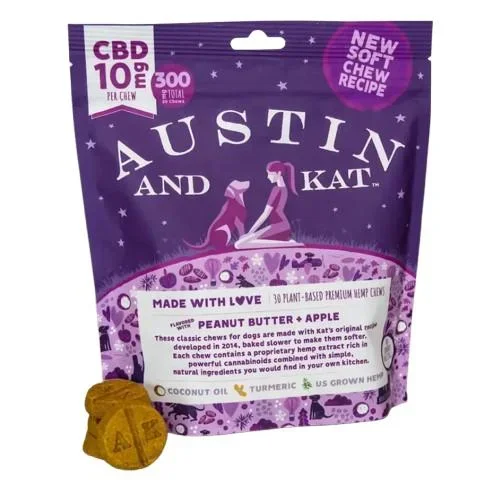 Austin and Kat Peanut Butter & Apple Soft Chews Alternative Supplement for Pets, 10mg, 30-count