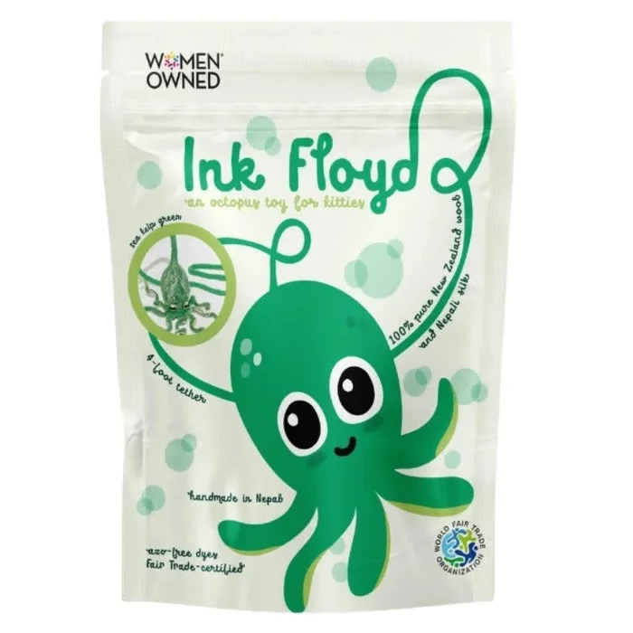 CAT IN THE BOX Wool Green Octopus Cat Toy with 4-Foot Tether