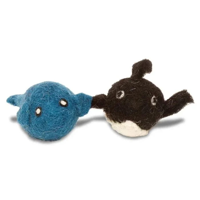 KARMA CAT 2-pack Orca & Whale Felt Cat Toys