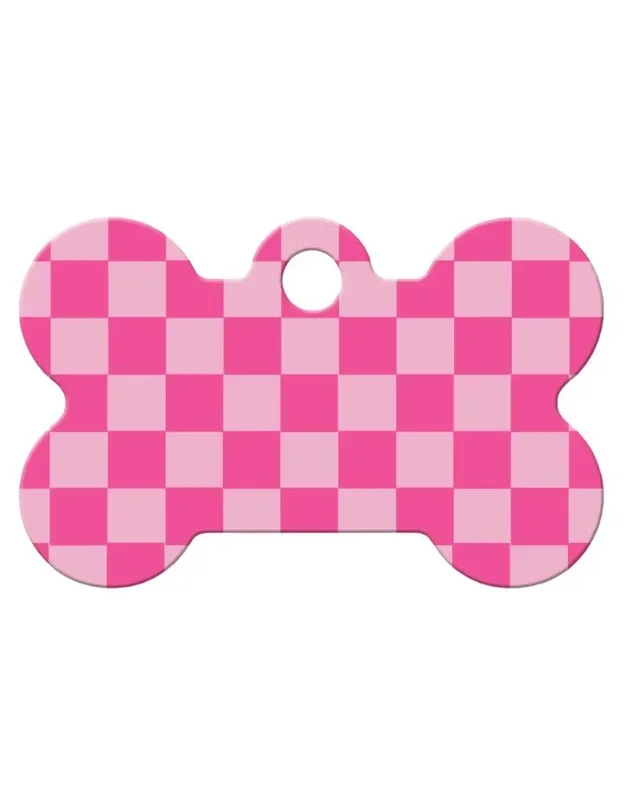 QUICK TAG Tag Pink Checkered Bone S