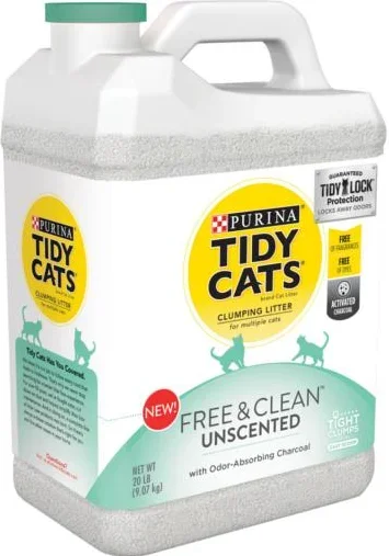 Tidy Cats Free & Clean Unscented Scoopable Cat Litter, 20 lbs