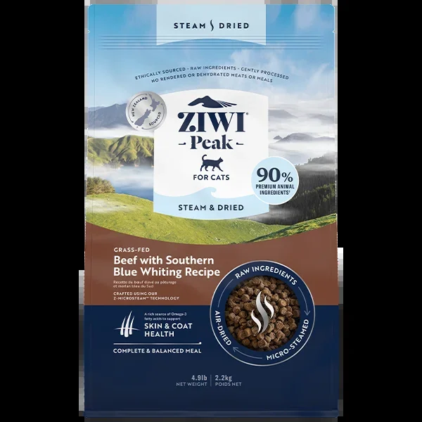 ZIWI Peak Cat Steam-Dried Beef w/S Blue Whiting 2.2 kg